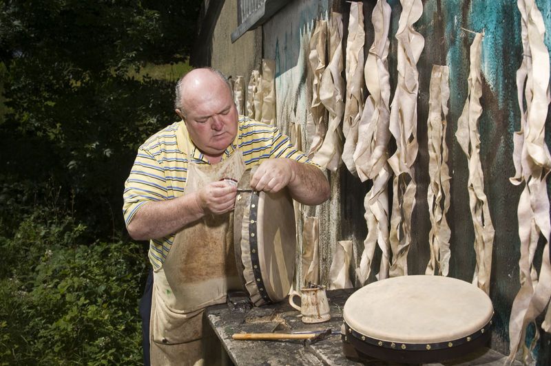 Malachy Kearns, a bodhrán maker in Co Galway (Ireland's Content Pool)